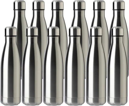 Vista 39 de MEWAY Botella de agua deportiva de 17 onzas con aislamiento al vacío, de acero inoxidable, a prueba de fugas, doble pared en forma de cola, mantiene
