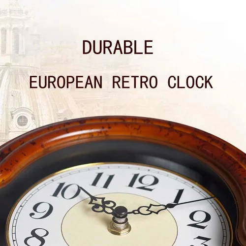 Vista 4 de Reloj de mesa retro de 10 pulgadas, silencioso, adecuado para sala de estar, números arábigos, fácil de leer