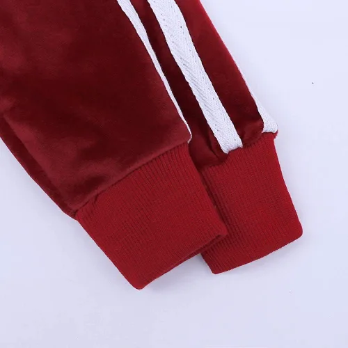 Vista 6 de MYGBCPJS Conjunto deportivo de 2 piezas de sudadera de terciopelo para niña pequeña