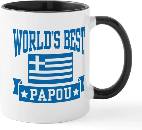Vista 24 de CafePress Papou (Worlds Best) Taza de café de cerámica (11 oz (11.0 fl oz)