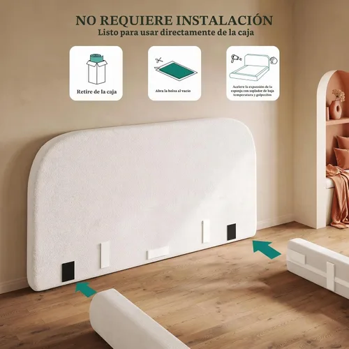 Vista 5 de [Usado] YITAHOME Base de cama tamaño King, cama de nube suave con estribo, esquinas Beige