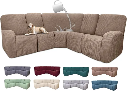 Vista 90 de Fundas 100% impermeables para sofá reclinable seccional, fundas para sofá reclinable en forma de L, funda para sofá seccional de esquina