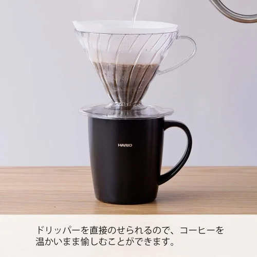 Vista 4 de Hario Taza aislada con tapa, 10.1 fl oz (10 oz) (negro)