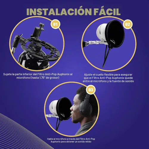Vista 5 de filtro Pop para micrófono, 6 pulgadas pantalla con doble malla eBook con consejos para grabación (idioma español no garantizado)