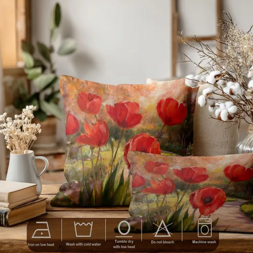 Vista 351 de Batmerry Autumn Pumpkin Templeton Throw Pillow Covers, Green Leaves Paths Forests Decorative Pillow Covers Digital Printing Blended for Couch Sofa
