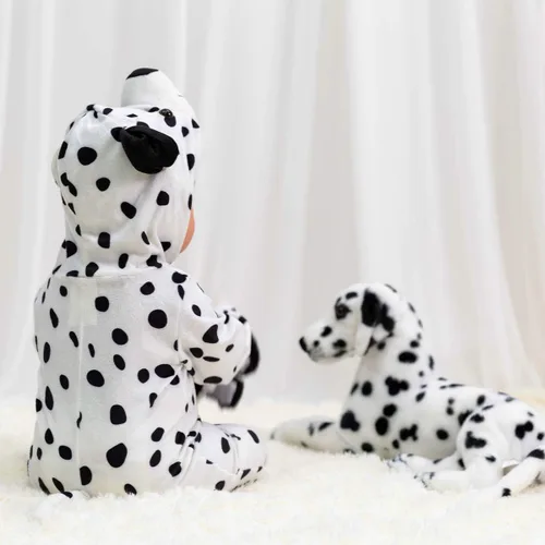 Vista 6 de HollyHOME Mameluco para bebé, disfraz de cachorro de dálmatas, disfraz de cosplay – Mono de una pieza para perro pequeño