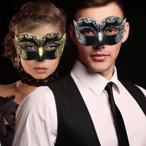 Vista 7 de Máscara veneciana para hombres, mujeres, parejas, máscara veneciana para Halloween, Mardi Gras, fiesta de disfraces