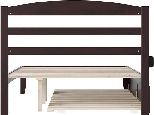 Vista 14 de AFI, Warren - Cama de plataforma matrimonial con cama nido individual, color espresso