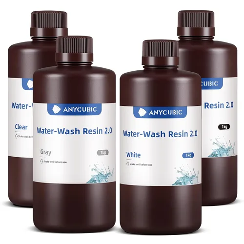Vista 28 de ANYCUBIC Resina de impresora 3D lavable al agua 2.0, resina 3D de alta precisión de 405 nm, resina de fotopolímero de baja contracción para Gris