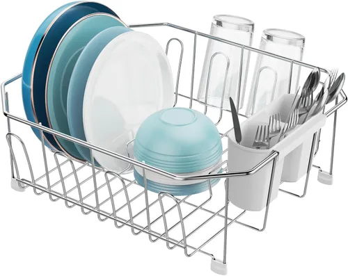 Vista 20 de GSlife Escurridor de platos pequeño en el fregadero, escurridor de platos compacto para fregadero de cocina y apartamento, resistente a