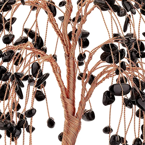 Vista 4 de Jovivi Árbol de cuarzo con cristales curativos de turmalina negra natural, árbol del dinero, base de ágata geoda, adornos de Feng Shui, decoración
