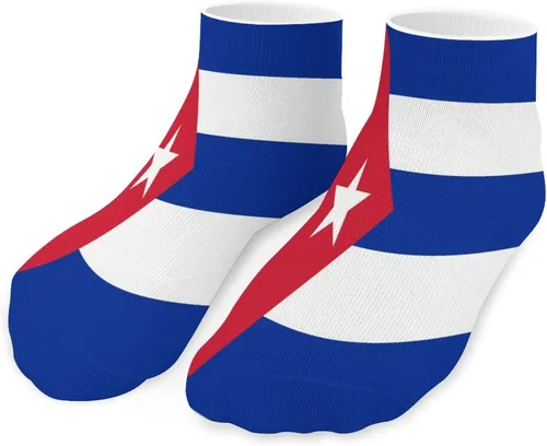 Vista 6 de Flag of Cuba - 5 pares de calcetines tobilleros antideslizantes de corte bajo, calcetines cortos atléticos casuales para mujeres y hombres