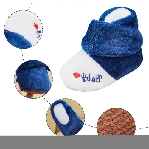 Vista 3 de Toddler Snow Boots Baby Girls Boys Booties Infant Winter Warm Crib Shoes Newborn First Walkers Fleece Prewalker Non-Slip