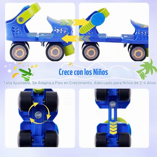 Vista 3 de Kids Roller Skates for Girls and Boys Age 2-4 Years Old,Adjustable Quad Toddler Children Beginner Roller Skates