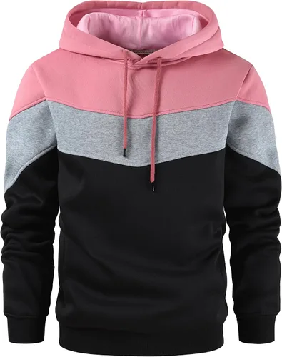 Vista 16 de Gesean - Sudadera con capucha para hombre, diseño de bloques de color, estilo suéter, manga larga, casual, con bolsillo
