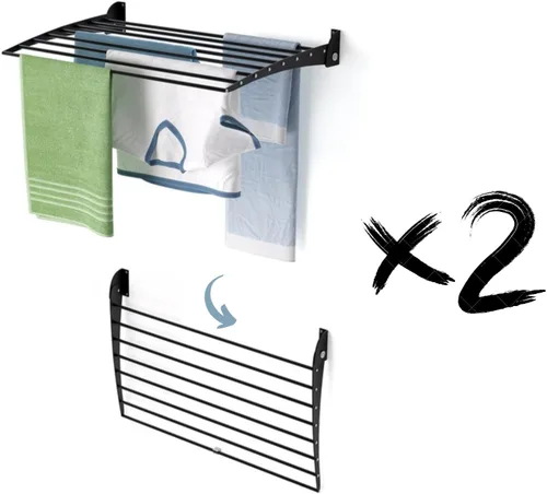 Vista 54 de foxydry Rejilla de secado plegable para montar en la pared, plegable que ahorra espacio, 24 pulgadas Negro - Cerrando