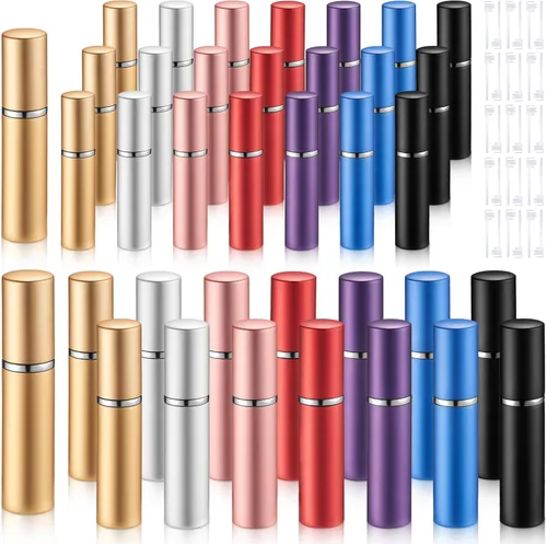Vista 10 de Tessco for you 21 piezas de botellas de perfume con atomizador de 5 ml, mini atomizador pulverizador para perfume, recargable a granel con bomba