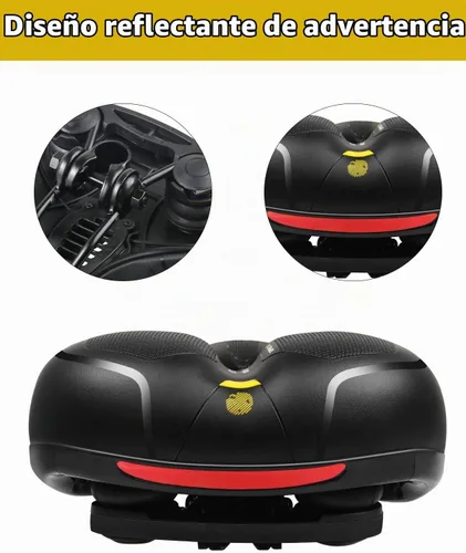 Vista 4 de MSDADA Cómodo cojín para asiento de bicicleta, asiento de bicicleta ancho cómodo para hombres y mujeres con doble absorción de impactos, acolchado