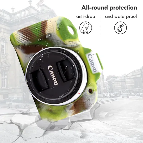 Vista 4 de Rieibi Funda EOS R50, funda protectora de silicona esmerilada para cámara Canon EOS R50 EOSR50, funda ligera para cámara EOS R50 - Camuflaje