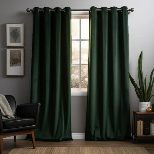 Vista 15 de Juego de 2 paneles de cortinas de terciopelo negro, cortinas súper suaves con ojales para decoración de sala de estar y dormitorio, reducción