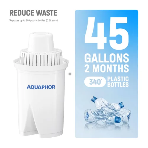 Vista 6 de AQUAPHOR - Jarra con filtro de agua ideal de 7 tazas con 1 filtro B15 - Negro