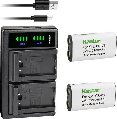 Vista 5 de Kastar CR-V3 LTD2 - Cargador de batería USB para Pentax Optio 43WR, Optio 540, Optio S30, Optio S40, Optio S60, K100D Digital SLR, K110D Digital