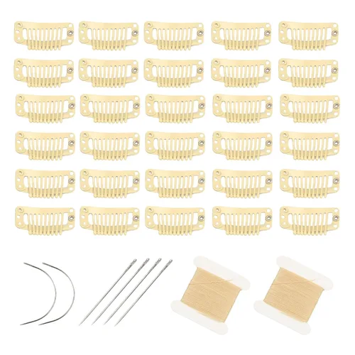 Vista 8 de 20 pinzas de pelo de acero inoxidable con 9 dientes, pinzas para Beige 9 dientes 20 piezas