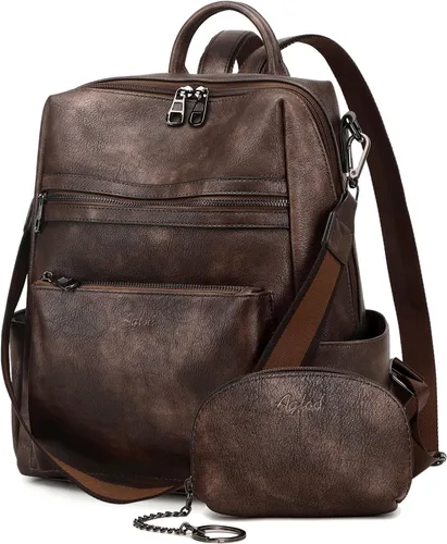 Vista 10 de AGLOD mochila de cuero para mujer, bolso de diseñador para damas, con correa para el hombro, bolso de trabajo de imitación, bolsos de mano