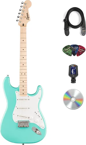 Vista 10 de Fender Squier Sonic Stratocaster HT H - Paquete Negro con Afinador, Correa, Púas y DVD de Guitarra Austin Bazaar Negro HT H