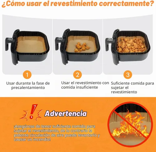 Vista 6 de Forros para freidora de aire pequeños desechables de 2 cuartos de galón para freidora de aire COSORI de 2.1 cuartos de galón, papel pergamino