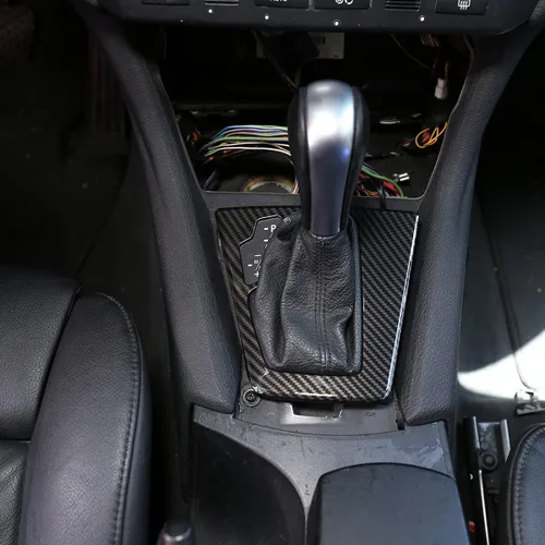 Vista 4 de YIWANG ABS Fibra de carbono coche styling cambio cambio panel decorativo Fram cubierta Trim para BMW X3 E83 2003-2010 mano izquierda accesorios