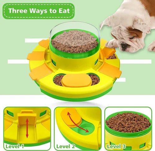 Vista 4 de Juguete alimentador de rompecabezas para perros, juguete verde de alimentación lenta para perros para entrenamiento de coeficiente intelectual
