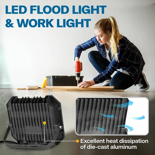 Vista 7 de Leddictive - Paquete de 1 luz de inundación LED de 50W para exteriores, 3CCT 3000/4000/6000K seleccionable, 5000 lúmenes, luz de trabajo exterior