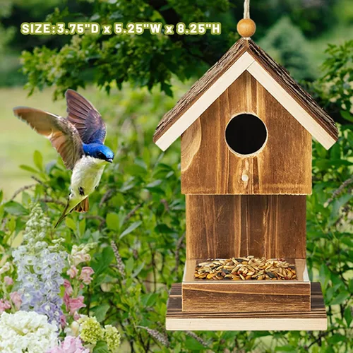 Vista 7 de Casas de pájaros para colgar en el exterior, comedero para colibríes, cardenal Wren, pájaros silvestres, pájaros silvestres, pequeña casa de pájaros