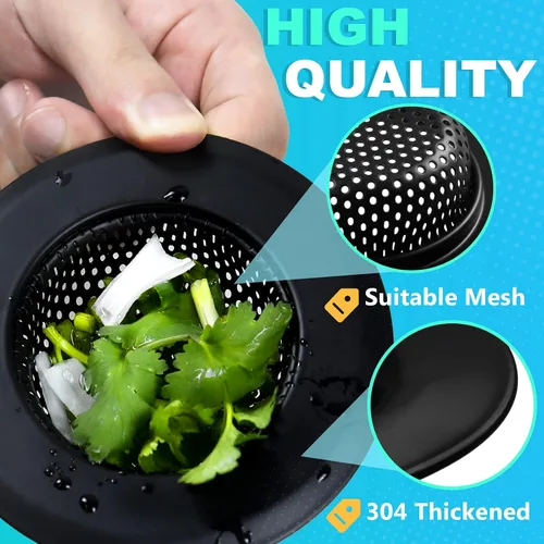 Vista 3 de Colador de drenaje de fregadero, 2 coladores de fregadero de cocina, coladores de fregadero de acero inoxidable de 4.5 pulgadas de diámetro