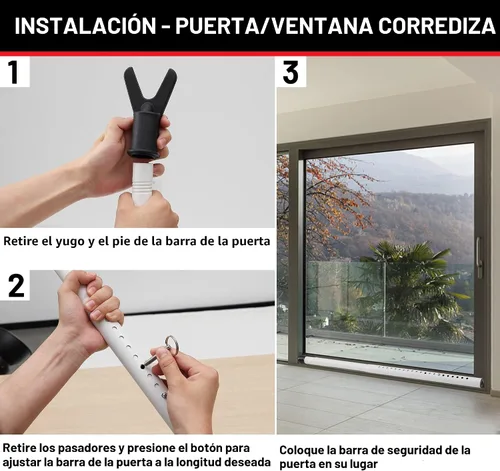 Vista 7 de Barra de Seguridad para Puerta - Barra de Seguridad Ajustable para Topes de Puerta de Gran Resistencia - Barras de Seguridad Ajustables para Puertas