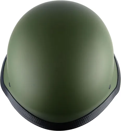 Vista 6 de 1Storm Casco de motocicleta de media cara de novedad estilo alemán aprobado por DOT: HKY602 verde mate