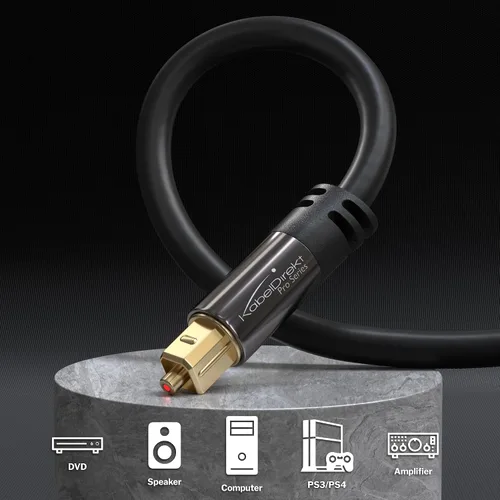 Vista 2 de KabelDirekt TOSLINK - Cable de audio óptico de 1.5 pies - Cable de fibra óptica, cable óptico de audio digital S/PDIF para barra de sonido, sistemas