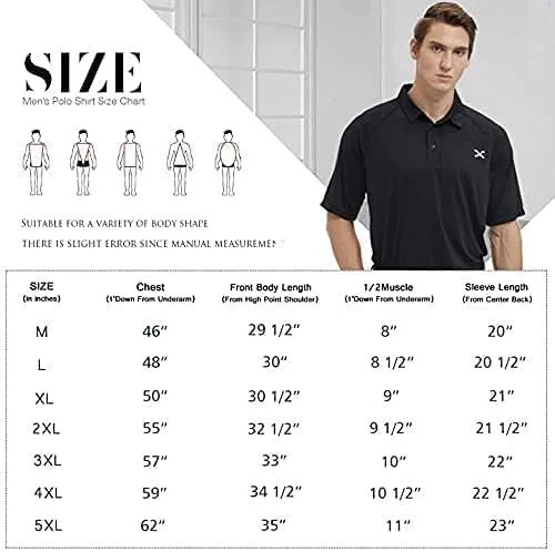 Vista 5 de Mens Big and Tall Golf Polo Shirts Dry Fit Short Sleeve Print Performance Moisture Wicking Sports Polo Shirt M-7XL