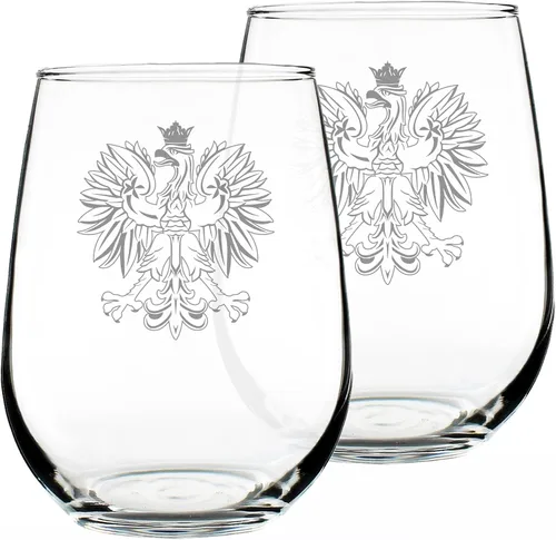 Vista 5 de Custom Polish Eagle Personalized Stemless Wine Glass - Poland Gifts or Party Decor for Women & Men - Large 17 Oz Wine Glasses - Customized Wine