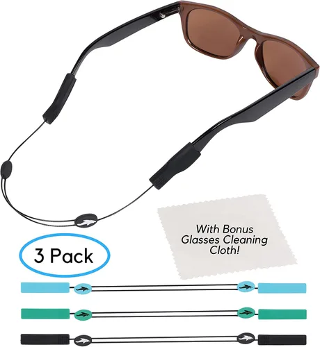 Vista 2 de Correa ajustable para lentes (paquete de 3) Correa de gafas de sol sin cola Cordón de cuerda para gafas Con paño de limpieza adicional Paquete