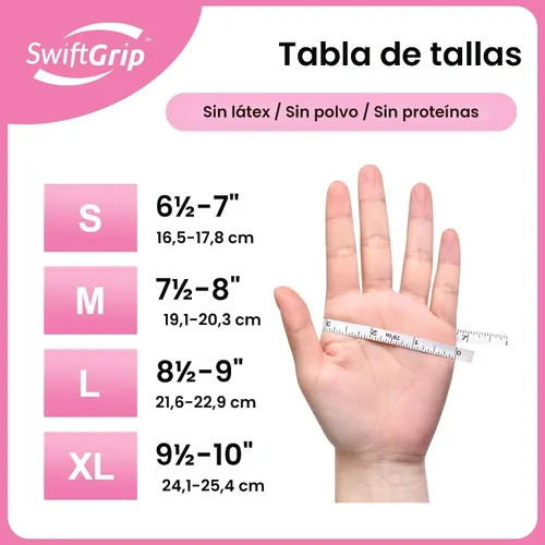 Vista 8 de Guantes de nitrilo para examen SwiftGrip, 4 mil, Flor de cerezo, guantes aptos para alimentos, desechables, libres de látex y polvo