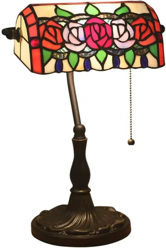 Vista 18 de Baroque Stained Glass Deskp with Pull Cswitch Style Bankerp for Liviroom Office Bedroom Antzinc Base Traditional Tablep for Bedside or Desk Use/I
