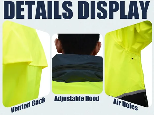 Vista 2 de RainRider Trajes de lluvia para hombres y mujeres, impermeables, de alta visibilidad, duradero, Oxford, chaqueta de lluvia con pantalones