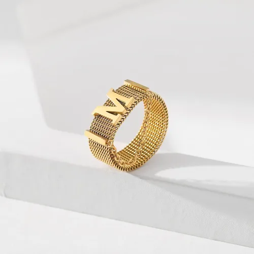 Vista 7 de Yumikoo Anillos de cadena de oro Hip Hop Anillos de acero inoxidable de titanio para mujer