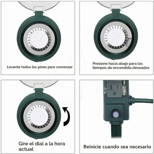 Vista 3 de BN-LINK - Temporizador de estaca para exteriores con temporizador mecánico, 6 tomas de tierra - Cable de 1.8 m, resistente a la intemperie