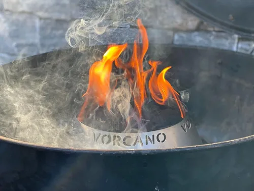 Vista 3 de Vorcano BBQ Brand - Cono de parrilla de carbón Vortex de acero inoxidable compatible con hervidor Weber, huevo verde grande, Kamado Joe