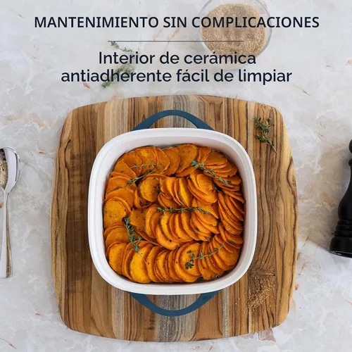 Vista 5 de CorningWare QuickHeat - Tostador de aluminio fundido de 3.2 cuartos de galón con tapa e interior de cerámica antiadherente, ligero y rápido