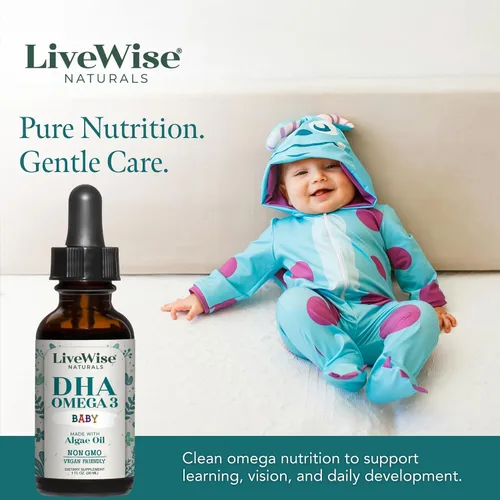 Vista 7 de Omega 3 DHA Baby Drops Vegan Liquid Omega 3, 60 porciones, 1 oz
