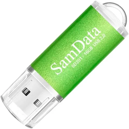 Vista 2 de SamData Paquete de 3 unidades de memoria USB 2.0 de 16 GB, 3 colores: negro, azul, verde